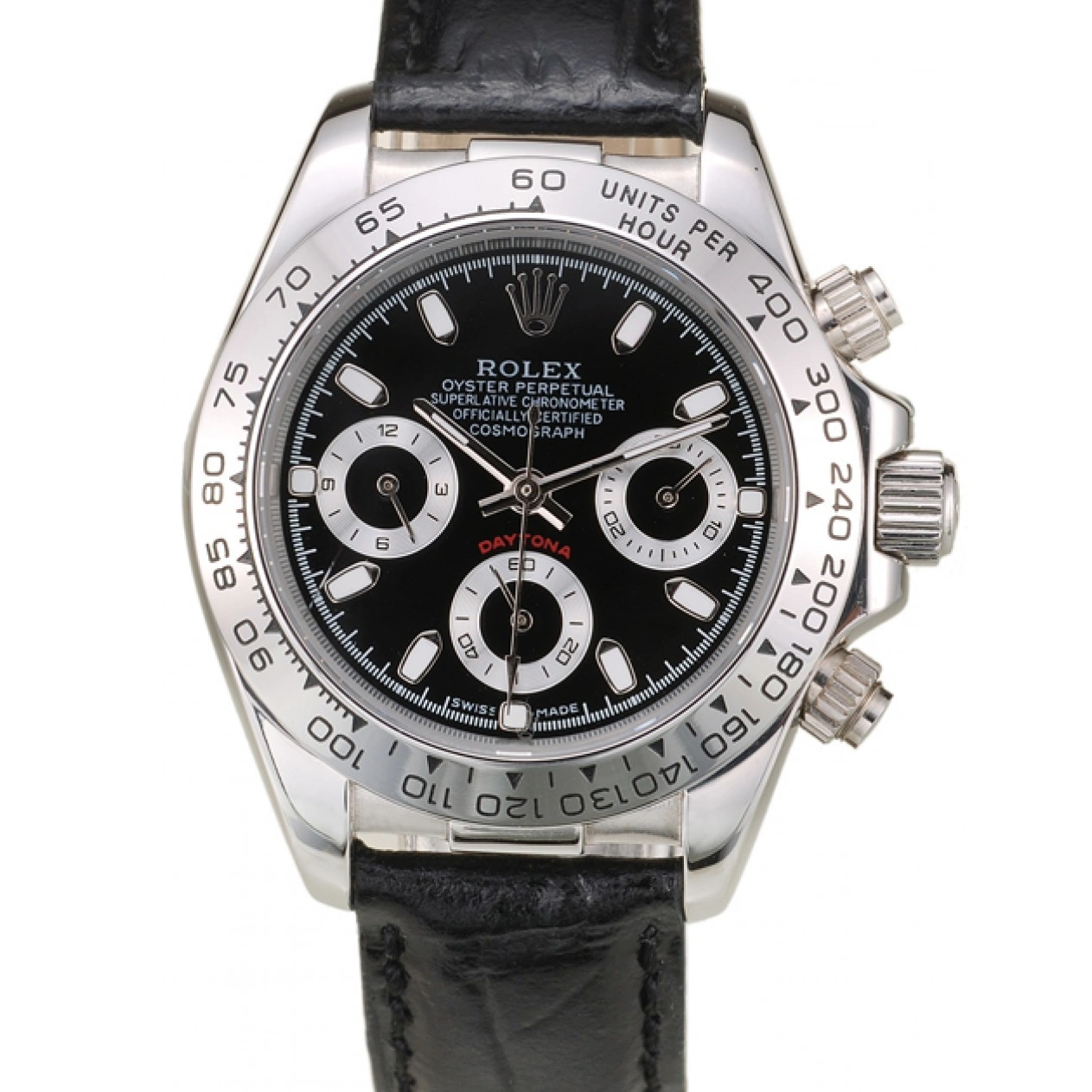 Best AAA Replica Sites Steel Case Black Rolex Lady Stainless Tachymeter Leather Black Dial Daytona Strap 1015